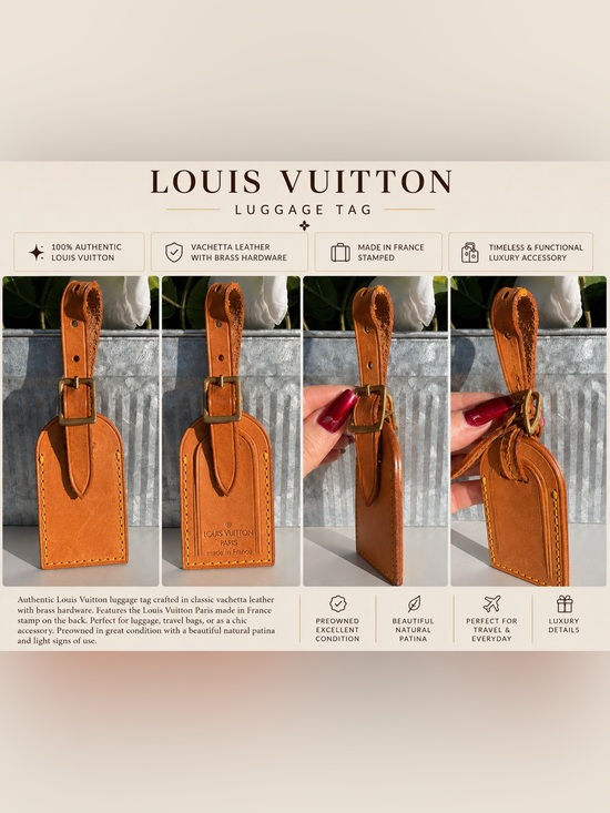Louis Vuitton Other - Louis Vuitton Authentic Vachetta Leather Luggage Tag✨✨